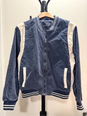American Eagle Blue & White TEENS SIZE Bomber Jacket Size Large